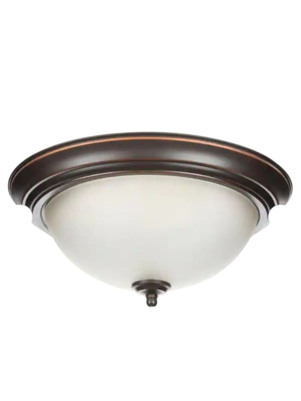 13 In 2-Light Flush Mount Ceiling Fixture Tea-Stained Glass Shade Rubbed Bronze